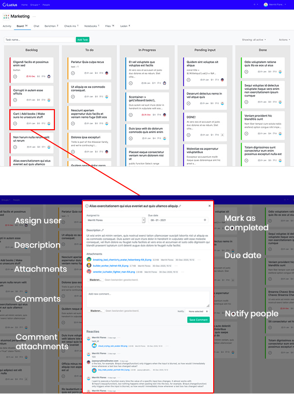 Screenshot kanban board