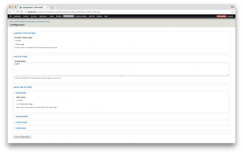 Conditional redirect configuration