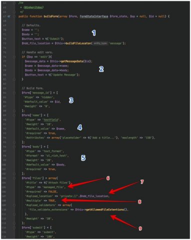 drupal multiple file upload custom form build